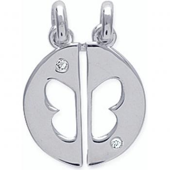 Lily’s Gems [J2058] – Pendente d’argento “Papillon” bianco, finitura rhodiata, saccadibile