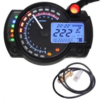 Motorcycle Digital Speedometer Tachometer Odometer 15000 RPM LCD Fuel Gauge