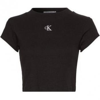 Calvin Klein Jeans CK RIB BABY TEE – Schwarzes T‑Shirt für Damen