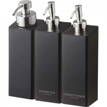 Yamazaki 3‑in‑1 Dispenser Magnetico Nero (Shampoo/Balsamo)