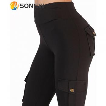 Leggings pour femmes, grande taille, multi-poches, S208