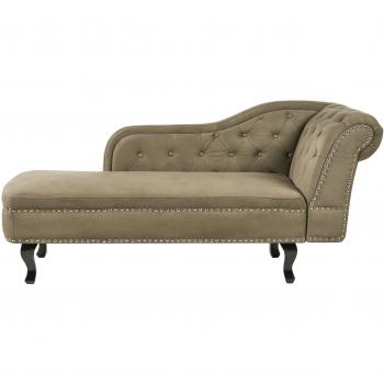 Chaiselongue im Chesterfield Stil Olivgrün Samt Rechts mit Nieten
