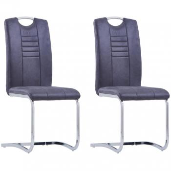 Vidaxl Sillas de comedor voladizas 2 uds piel de ante artificial gris