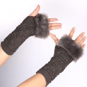 Guantes sin dedos de cáñamo para el invierno, para mujeres y estudiantes