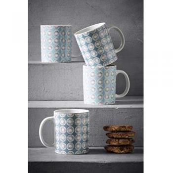 Set of 4 Geo Printed Mugs (Teal)