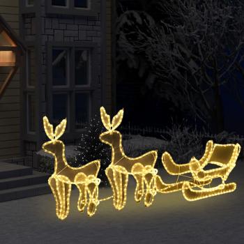 Lysande julrenar och släde 648 LED