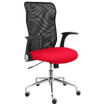 Silla Minaya con Brazo Malla Negra y Asiento Bali Rojo
