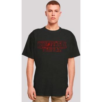 F4NT4STIC Herren‑Tee mit Stranger Things Glow‑Logo – 4XL, schwarz, Oversize, 100 % Baumwolle