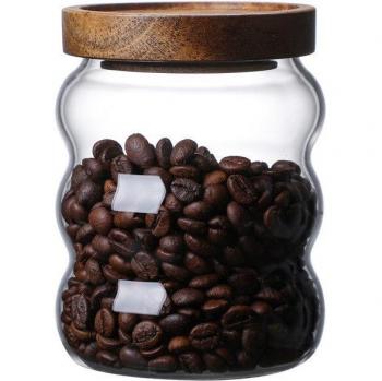 Glass Containers with Wood Lids for Kitchen Storage