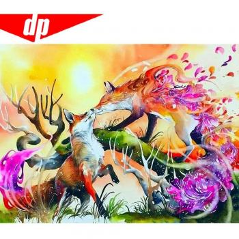 Round Fox Diamond Painting Set – 5D, 20x30 cm
