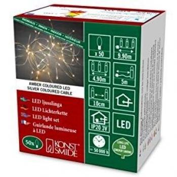 Amber LED Christmas Lights with 50 Bulbs