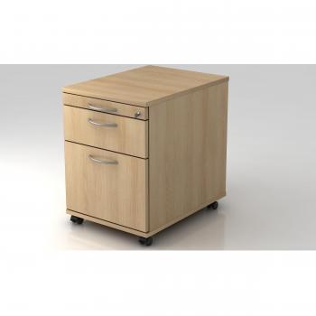 Rollcontainer 58cm, 1 Schub, 1 Hängeregistratur, Schloss Bogen Eiche