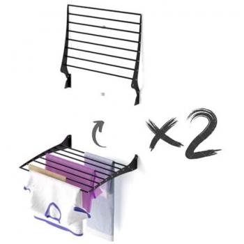 Foxydry Wall-Mounted Clothes Airer, Folding Design for Balcony Use, Black, Aluminum and Steel Construction, Dimensions: 60x7x50 cm