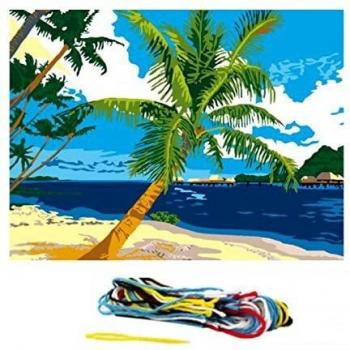 Kit canevas 15x20 cm, motif plage des tropiques