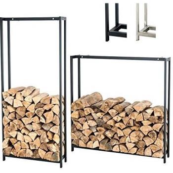 CLP „Forest“: rostfreies Kaminholzregal, 175 x 170 cm, Schwarz‑Matt