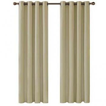 Deconovo Thermo-Vorhang mit Ösen, 220x140 cm, Beige, 2er Set