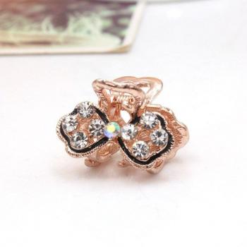 Full Rhinestone Golden Butterfly Heart Hair Clip
