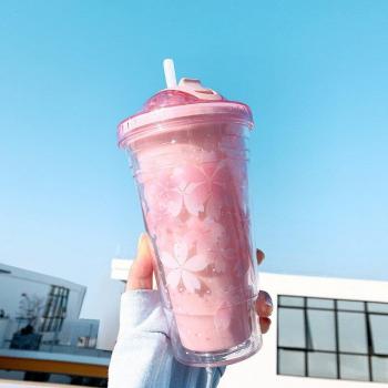500ml Plastic Iced Coffee and Tea Cup with Straw