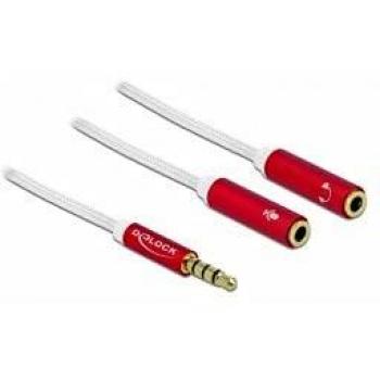 Delock Audio Adapter 1 x 3,5 mm 4 Pin Klinkenstecker auf 2 x 3,5 mm 4 Pin Buchse