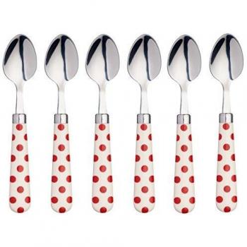KitchenCraft Red Polka Dot Teaspoons, 15.5 cm (6-Pack)
