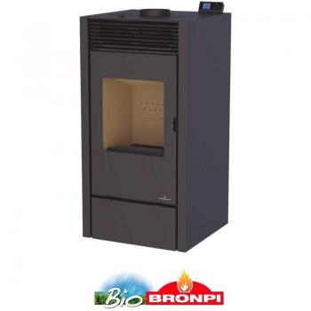Estufa Mixta de Pellet y Leña Bronpi 10 kW Negra