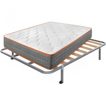 Cama Express 120x190 – Viscoelástico Confort Luxe + Somier Hades de Patas Cuadradas 25 cm