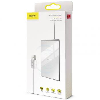 Baseus Cargador Inalámbrico Card 15W (con cable USB de 1m) Plata/Blanco