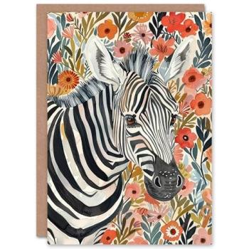 Zebra in Wildflower Meadow Birthday Greeting