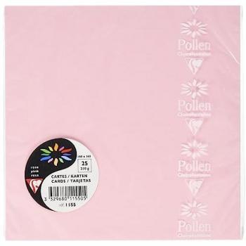 Carte Pollen Clairefontaine 160x160mm, 210g/m², Rose, Paquet de 25