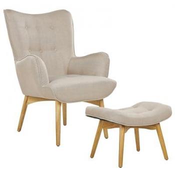 Assise lounge Vejle, repose-pieds intégré, tissu rembourré
