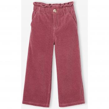 Pantalon Fille Style Paperbag en Velours Mauve – VERTBAUDET