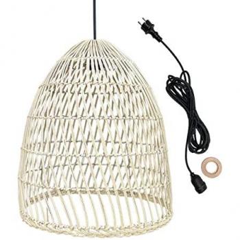 Suspension sur secteur PAULO OUTDOOR CABLE Beige Rotin 5M