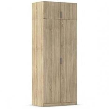 Kleiderschrank RAUCH Drehtürenschrank Garderobe Ankleide – Eiche Sonoma, 91 cm breit, 235 cm hoch, 54 cm tief, moderne Metallkant