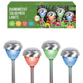 GardenKraft 14430 Diamond Cut Solar Path Lights