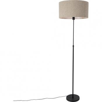Qazqa Floor Lamp (Black) – 50 cm, Adjustable, Taupe Boucle Lampshade