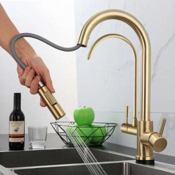 Robinetterie de cuisine Rea Eco Fresh or brossé 18 × 35 × 375 cm