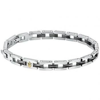 Pulsera Maserati Hombre J Br. Ip Yg + Cerámica Negra 22cm Acero Negro