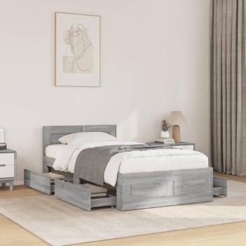 Single Headboard Bed Frame in Concrete Grey without Mattress by vidaXL (90 x 190 cm)