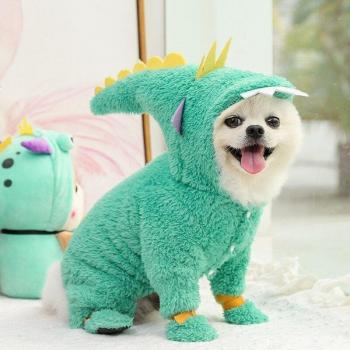 Capa Dinosaurio en Coral: Abrigo Pet Fashion