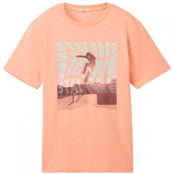Tom Tailor Jungen T-Shirt, 100% Baumwolle, Motiv-Print, Größe 164, Apricot