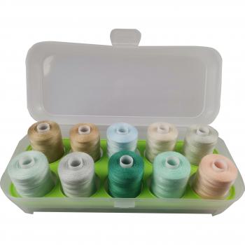 Hilo de poliéster para coser 1000 yardas, 10 colores, estuche de plástico