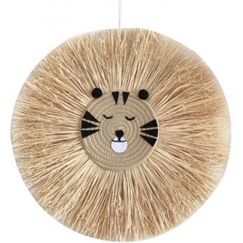Nordic Handcrafted Tiger & Lion Raffia Décor – Wall Hanging for Nursery