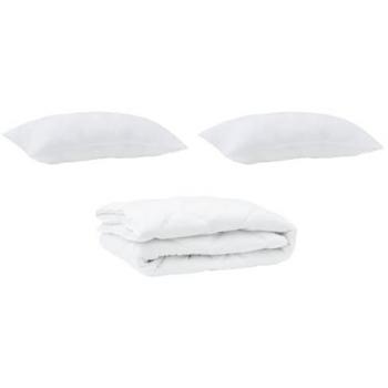 Duvet blanc microfibre 240 × 200 cm, 3‑pcs Argyle avec coussins
