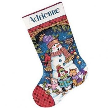 Festive Snowman Stocking with Caroler Motif – D08751