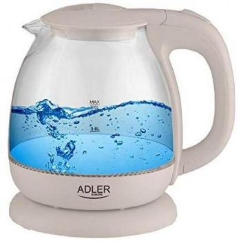 Adler AD 1283C Elektrischer Wasserkocher 1L Glas LED Beleuchtung 1100W Creme