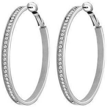 GUESS Rhodium Plated 50mm Swarovski® Crystal Hoop Earrings