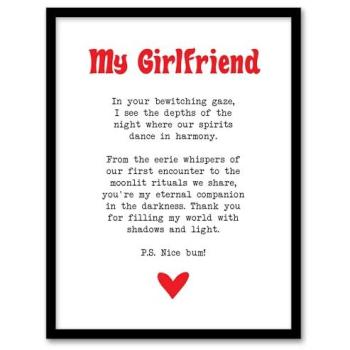 Heartfelt Goth Love Poem Canvas – 12×16, White Framed