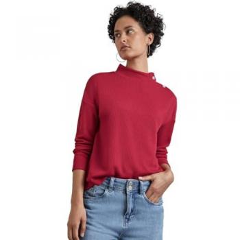 Street One Damen Strukturshirt mit Knöpfen in Rot