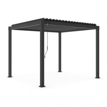 Bizzotto Pergola Garda Acciaio Zincato Antracite 3x3 H2,4 mt Tetto Orientabile Lame Frangisole Kit Montaggio