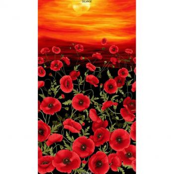 Cotton Sunset Poppies Quilting Panel by Tuscany